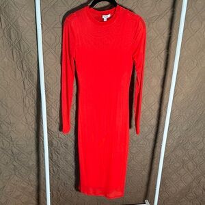 AFRM Red Long-Sleeve Bodycon Midi Dress